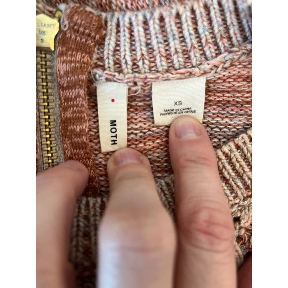 Moth by Anthropologie Anita Orange & Cream Knit Swing Sweater XS - Picture 6 of 7